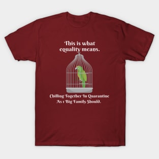 Motivational Parrot - This Is What Equality Means - Funny Quarantine T-Shirt